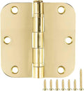 6 Pack No Squeak Polished Brass Door Hinges 3.5 Inch 5/8" Radius Round Ball Bearing Interior 3-1/2"Flat Iron Bifold Residential Standard Bedroom Indoor for Doors 3 ½" Hardware Home Decor Essentials