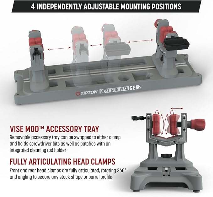 Tipton Best Gun Vise Gen 2 with 4 Mounting Positions, Adjustable Gun Clamps, Vise Mod Accessory Storage, For Gun Maintenance, Cleaning, and Gunsmithing