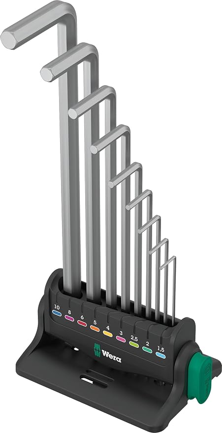 Wera - 05022102001-950/9 Hex-Plus 8 L-key set, metric, chrome-plated, 9 pieces