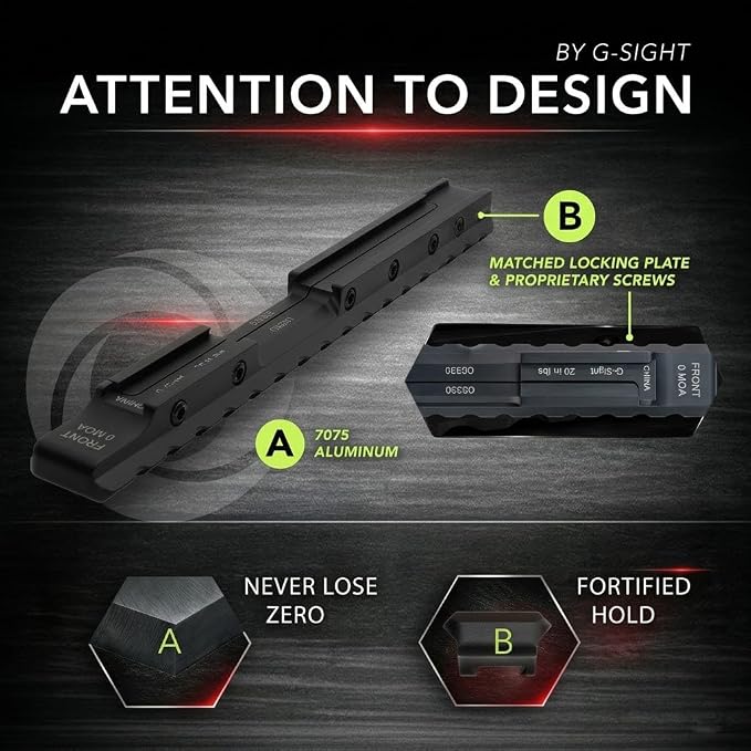 G-Sight CZ 457 Picatinny Scope Base 0 MOA Rail 7075 Aluminum CNC Machined for CZ457, Includes Built-in Screws, Spare Screw and Torx Wrench