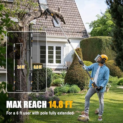 8-Inch Cordless Pole Saw Compatible with Dewalt 20V Max Battery
