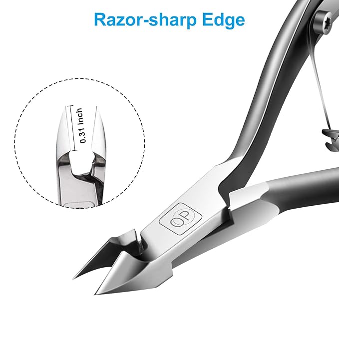 Cuticle Trimmer 3/4 Jaw Extremely Sharp Cuticle Nippers Scissors Stainless Steel Clippers Cutter Remover Pedicure Manicure Nail Tool, opove X7, Space Gray