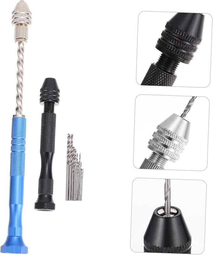 HOMSFOU 3sets Hand Drill Steel Jewelry Drills Pin Vise for Precision Hobby Work and More Durable and Easy to Operate