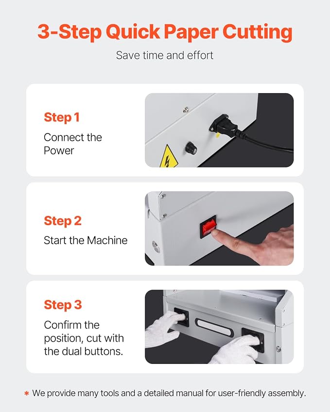 VEVOR Electric Paper Cutter, 300W Heavy Duty Paper Cutter Machine 11.8 in / 330 mm Cutting Width, 1.5 in / 38 mm Cutting Thickness, Electric Guillotine Trimmer with Casters & Infrared Function