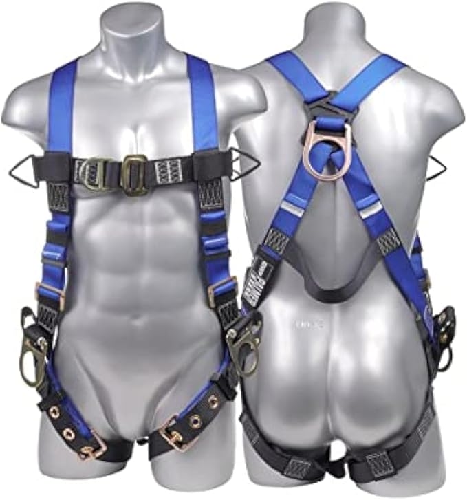 Construction Harness 5 Point Adjustment, Back D-Ring, Grommet Legs, Multiple Styles I OSHA ANSI Compliant
