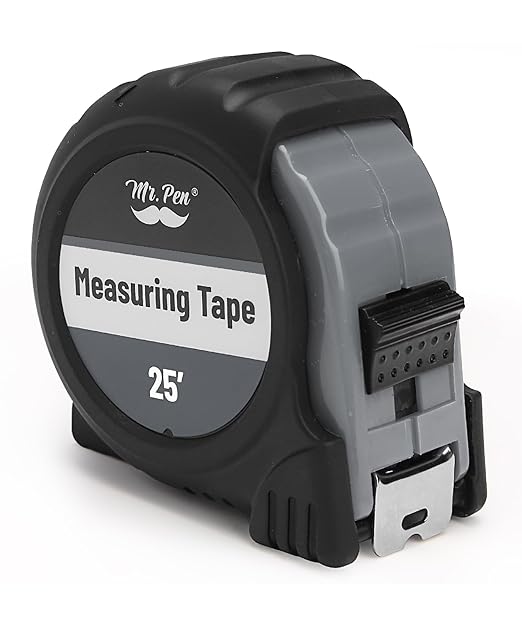 Mr. Pen- Retractable Tape Measure 25 ft, Gray, Easy Read, Steel Retractable Measuring Tape with Fractions, Ideal for Construction & DIY Projects