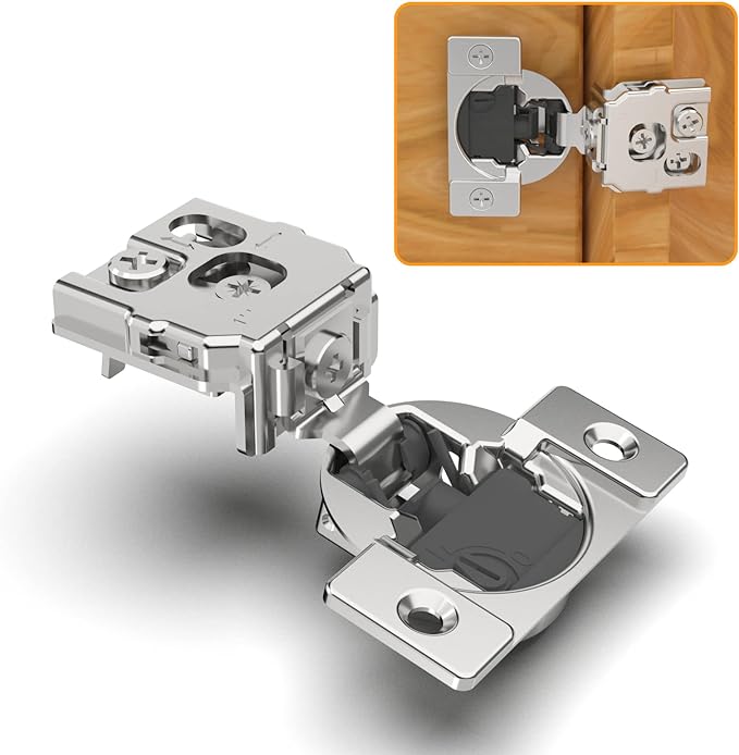 Chibery 20 Pack 1" Overlay 4D Soft Close Concealed Hinges for Face Frame Door, Adjustable Closing Speed, Smooth Slow Self Close Hinges, Satin Nickel, 105° Open Angle Stainless Steel Cabinet Hinges
