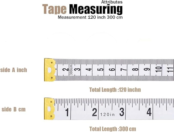 Tape Measure Body Measuring Tape, 120 Inch Soft Fabric Measuring Tape for Cloth Measurement, Double Scale Tailor Ruler for Weight Loss Medical Measurement Nursing Craft(5 Pack)