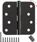 4 Inch Matte Black Door Hinges – 12 Pack Heavy Duty Black Door Hinges with 5/8" Radius, Interior and Exterior 4in x 4in Rounded Corners, Residential Door Hardware