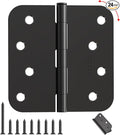 Matte Black Door Hinges - 24 Pack Black Door Hinge 4 Inch Rounded Interior Hinges with 5/8" Radius - Heavy Duty Exterior Door Hinges 4 in x 4 in Front Door Hinge Residential