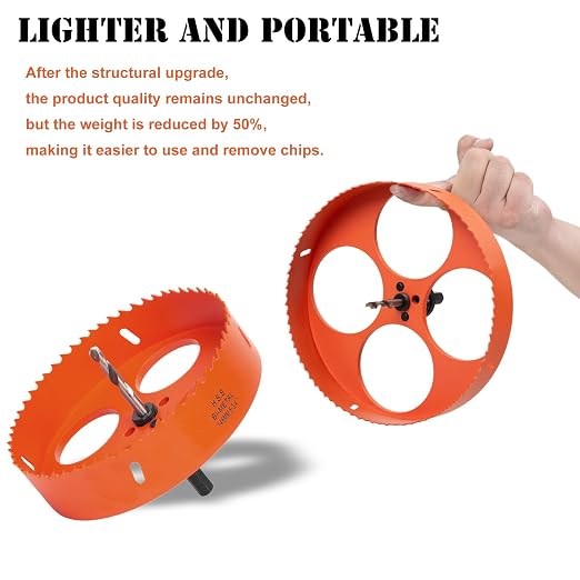 5-3/4 Inch Hole Saw with Arbor for Wood Metal Plastic, 5.75 in Bimetal Hole Cutter, Fast Chip Removal, Smooth Flat Drilling Edge, Lighter and Portable