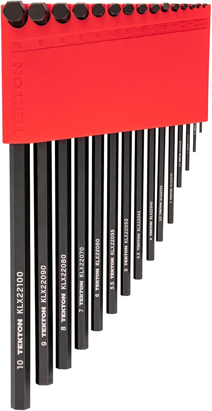 TEKTON Flat End Hex L-Key Set, 15-Piece | KLX91205 | (1.3 - 10 mm), Manganese Phosphate Finish, Holder