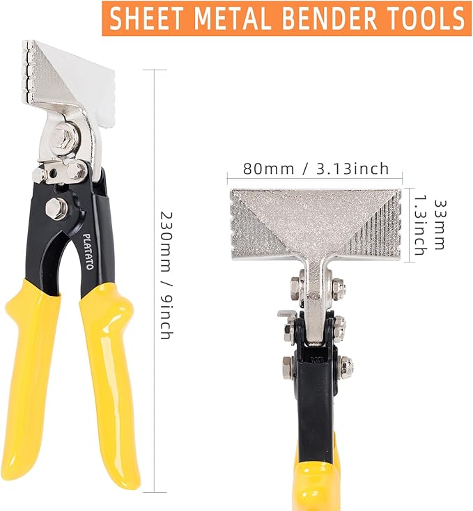PLATATO 3 Inch Hand Seamers Sheet Metal Bender Tools for Bending, Seaming and Straightening 18-30 Gauge Sheet Metal, Duckbill Pliers for HVAC Work, Duct Work, DIY and Repair Projects