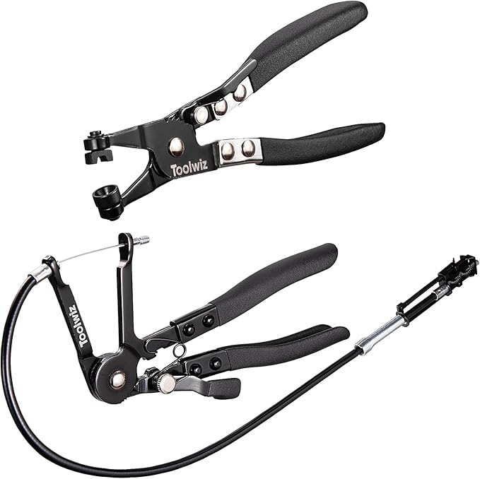 Toolwiz Hose Clamp Pliers and 27" Flexible Hose Clamp Plier, 2 Pcs Hose Clamp Pliers Set with Locking Device, Hose Clamp Tool Spring Clamp Pliers for Ring-Type or Flat-Band Hose Clamp