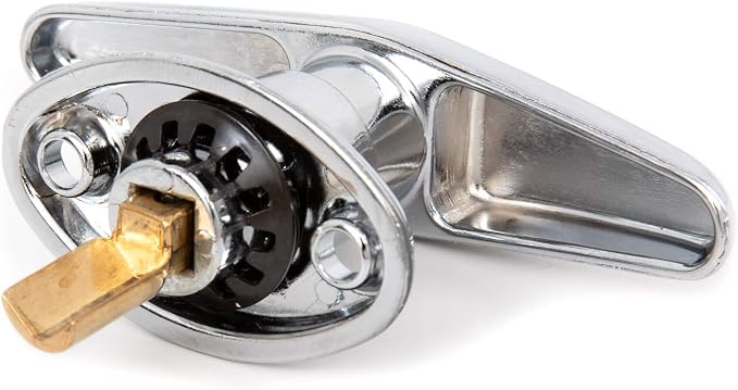 Oswald Supply T Handle and Latch Set, Chrome Locking with V- Spindle, Round Bolt/Plunger Latch, Midland Style with Keys and Hardware for Trash Chute and Linen Chute Doors