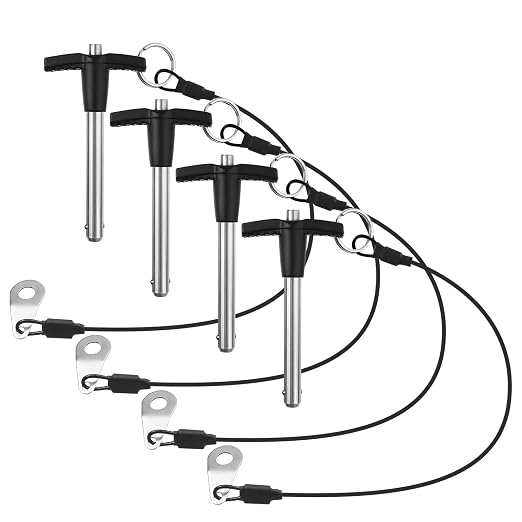 4 Pack T Handle Quick Release Pin 5/16 Inch Diameter,304 Stainless Steel Ball Locking Pin with Push Button Lanyard Usable Length 1.97"(8mm x 50mm)
