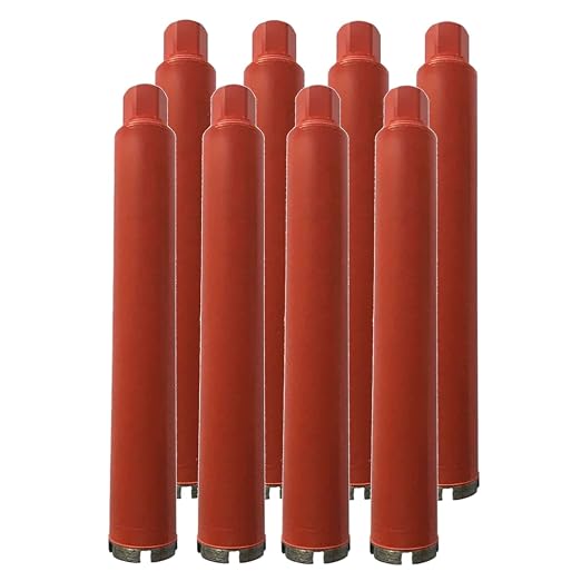 2-1/2" Wet Drill Core Bits for Concrete and Hard Masonry, 10mm Segment Height, 14" Drilling Depth, 1-1/4"-7 Arbor, Wet Only, 8-Pack