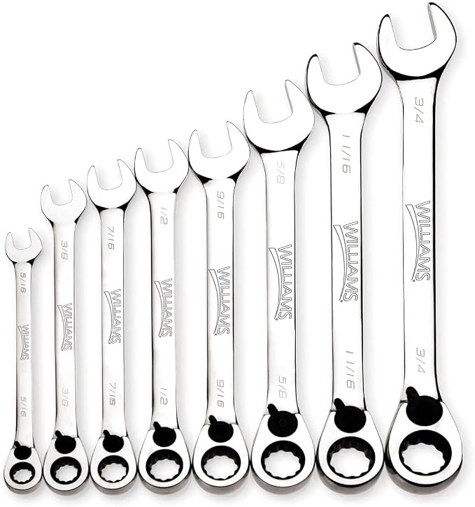 Williams WS-1168RC 8-Piece Reversible Ratcheting Combination Wrench Set