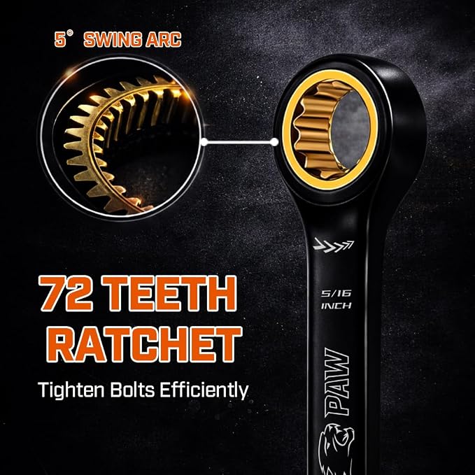 ironcube 16-Piece SAE/Metric CR-V 72-Tooth Ratcheting Wrench Set | For mechanics and automotive DIYers who need faster access and organized sizing for garage maintenance, 8-17mm & 5/16"-3/4"