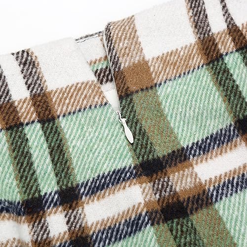 IDEALSANXUN Plaid Skirts for Women Fall Winter Knee Length Pencil Wool Skirt with Slit