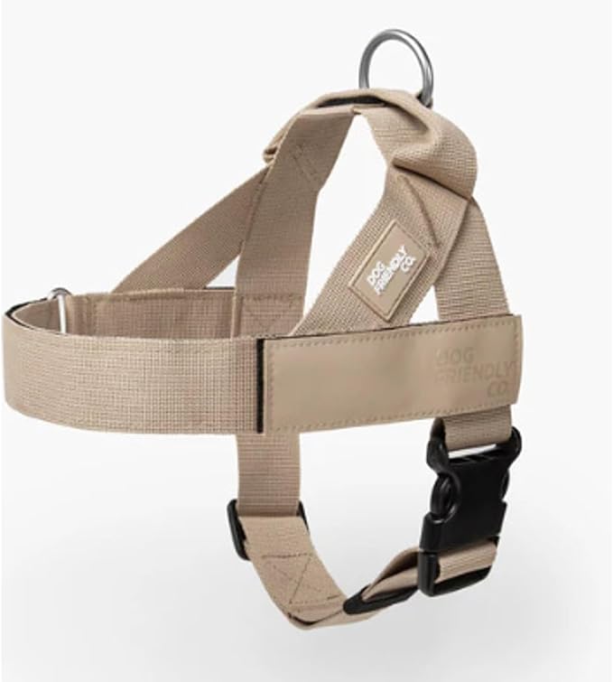 Dog Friendly Co. Dog Harness for Large Sized Dogs (Brown, Extra Large) | One Click Buckle, Chafe Resistant Webbing, Adjustable Neck & Chest, and Heavy Duty D-Ring, Sturdy Comfortable and Easy to Use