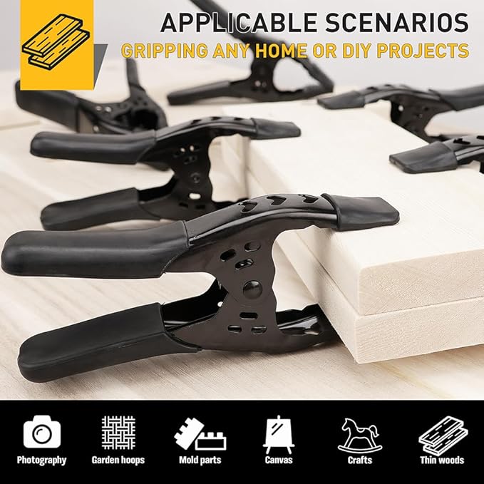 4-Piece 6 inch Heavy Duty Metal Spring Clamps: Spring Metal Clamps for Woodworking, 2.5"-inch Jaw Opening, Heavy Duty Clips for Pool Cover Backdrop Stand Clamp