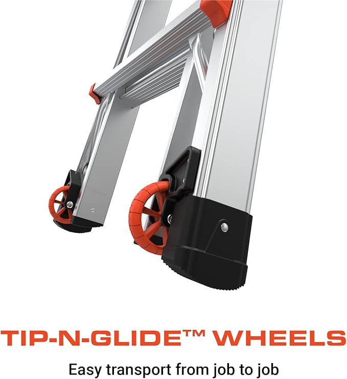 Little Giant Ladders Velocity 26-Ft Folding Multi-Position Ladder, Aluminum, 300 lb Load Capacity, Type 1A Extra Heavy Duty, 26-Ft Reach, with Ratchet Levelers and Wheels (15426-801)