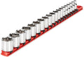 TEKTON 3/8 Inch Drive 6-Point Socket Set, 19-Piece | SHD91110 | (6 - 24 mm), Shallow, Socket Rail