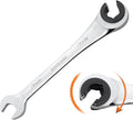 ironcube 17mm Brake Line Wrench Set: Metric Ratcheting Open-end for Nuts on Fuel, Brake or Air Conditioning Lines