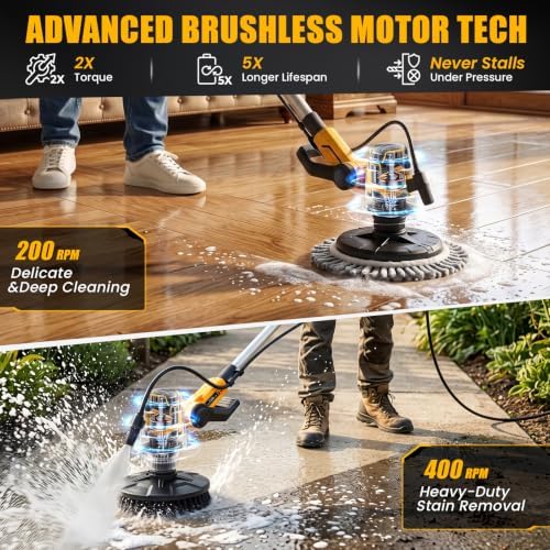 Cordless Electric Power Scrubber Compatible with DeWalt 20V Max Battery