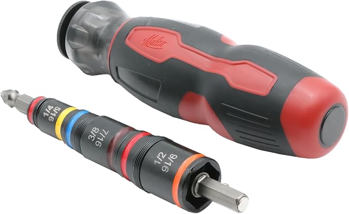 Malco HMTP2A C-RHEX® 7-in-1 Flip Bit Socket Set with Integrated #2 Phillips Bit & Premium Grip Handle – 6 Cleanable Reversible Hex Sizes (1/4"-9/16"), Ultra-Powerful Magnet