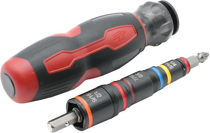Malco HMTP2A C-RHEX® 7-in-1 Flip Bit Socket Set with Integrated #2 Phillips Bit & Premium Grip Handle – 6 Cleanable Reversible Hex Sizes (1/4"-9/16"), Ultra-Powerful Magnet