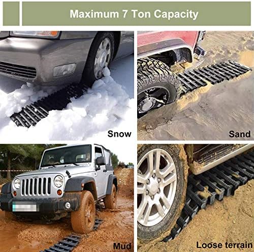 Reliancer 2PC Traction Tracks Mats TPR 31.5" L Tire Recovery Track Pad Roll Car Vehicle Tyre Traction Boards Tire Ladder Track Grabber Auto Emergency Traction Aid w/Bag for Off-Road Mud Snow Ice Sand
