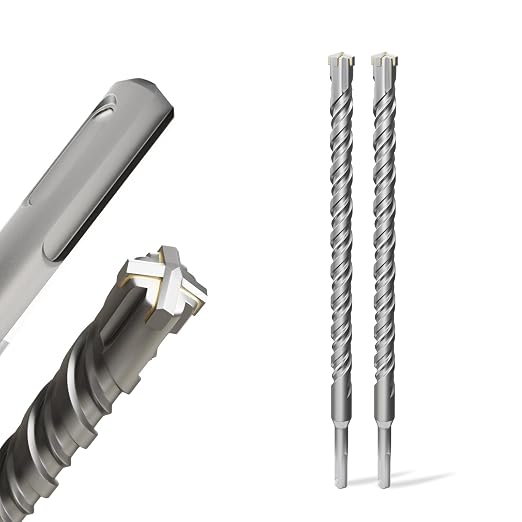 2PCS SDS Plus Rotary Hammer Drill Bits, 2pcs (3/4"*12"-19mm*310mm) - 4 Carbide Cutting Edges, Ideal for Masonry| Heavy-Duty Masonry |Hammer Drill Bits for Precision Drilling