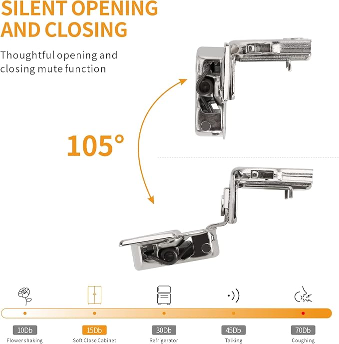 Chibery 8 Pack 1-1/4" Overlay 3D Soft Close Concealed Hinge for Face Frame Door, Satin Nickel, Hidden 105 Open Angle Stainless Steel Hinge for Kitchen Cabinet Door