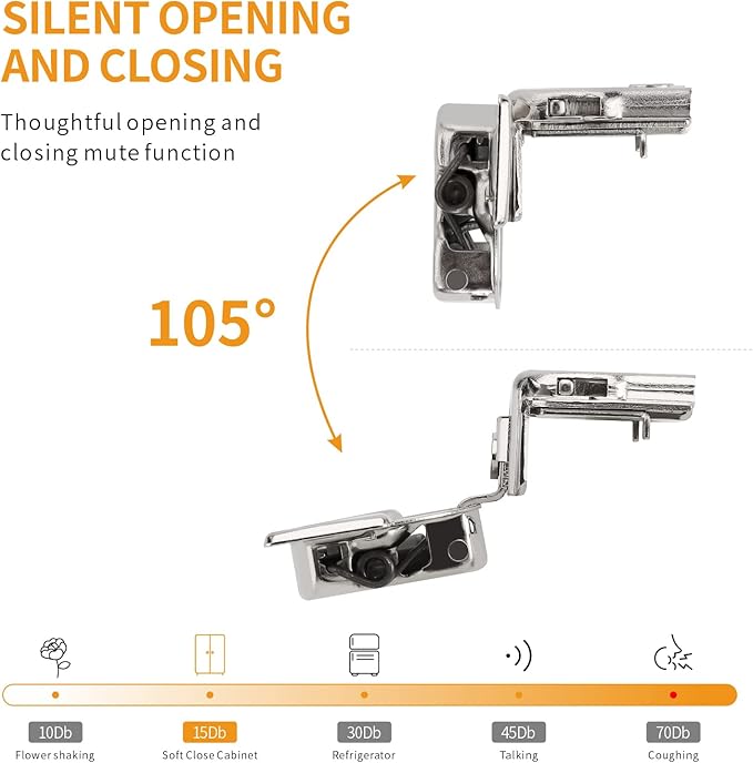 Chibery 50 Pack 1-1/4" Overlay 3D Soft Close Concealed Hinge for Face Frame Door, Smooth Slow Self Closing Hinges, Satin Nickel, Hidden 105° Open Angle Stainless Steel Hinge for Kitchen Cabinet Door