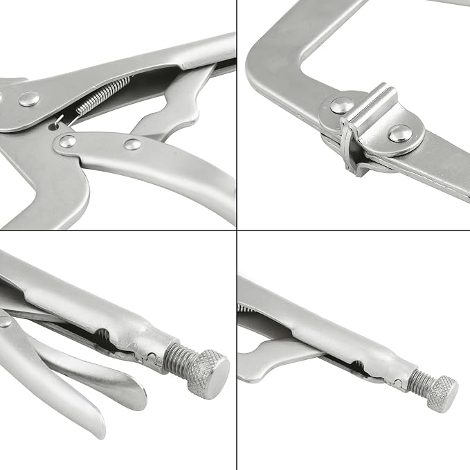 5 Pack 9 Inch C Clamp Locking Pliers,Locking C Clamp, Adjustable Nickel Plated C Pliers For Wood Working, Welding, Electrician Maintenance and more, by GENHAKON