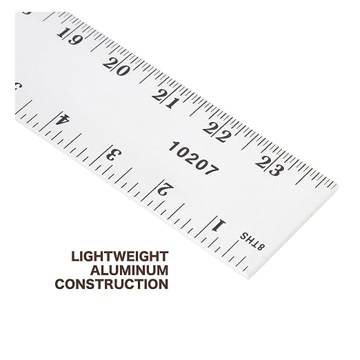 Mayes 10207 24 Inch Straight Edge Aluminum Ruler, Heavy Duty 24 Inch Ruler with Standard Measurements, Extra Thick Precision Straight Edge, Made in USA
