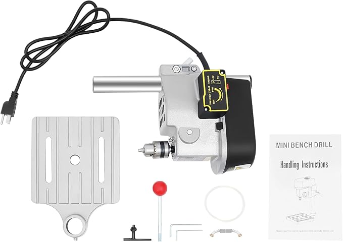 340W Mini Bench Drill Press, 110V 50Hz Portable Bench Machine 3 Speed Drilling Machine, 16,000rpm Electric Mini Bench Top Drill Press for Teaching Experiments, DIY Crafts