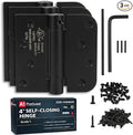 A1 ProGuard - Self Closing Spring Loaded Hinges, 4 Inch, Adjustable Tension for Garage, Front, Back Door,Door Closer Hinge, Left/Right Hand, 5/8'' Radius and Square Corners, Black Color, 3 Pack