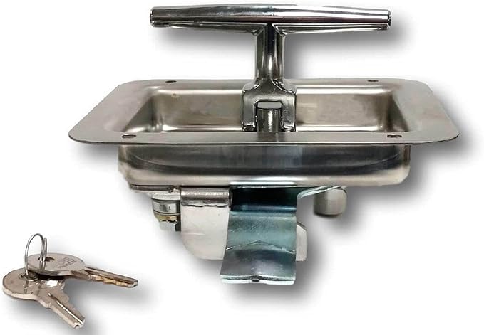 Gordon Glass Stainless Steel 3 Point Folding T-Handle | Contractor Cap Folding T-Handle, Chrome | Bauer Products 711 | for Camper RV Truck Tool Box