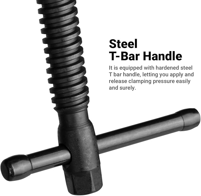 Capri Tools 12-Inch Heavy Duty All Steel Bar Clamp, 5-1/2-Inch Throat Depth, 2,645 lb Clamping Force