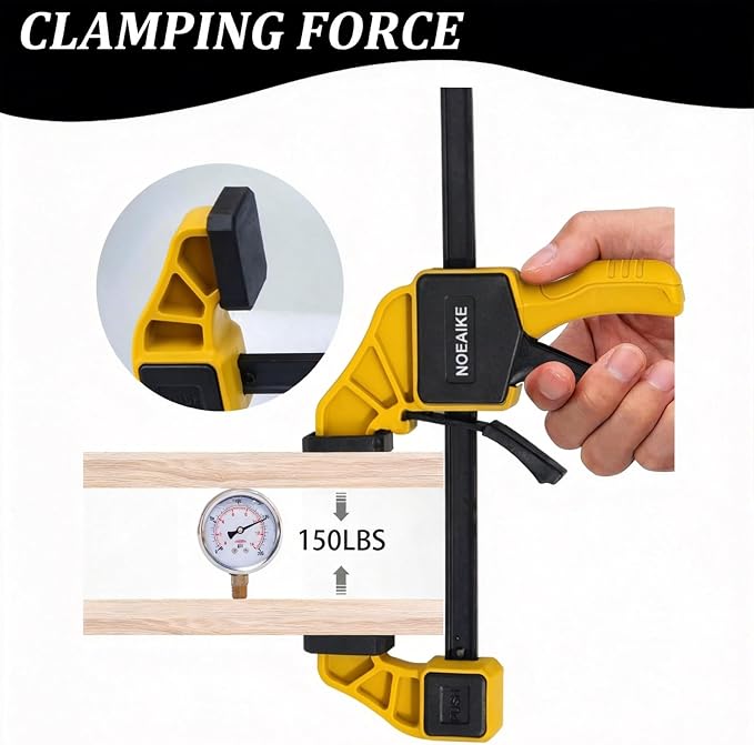 6-Pack Wood Clamps 4Pcs 12in & 2Pcs 6in for Woodworking
