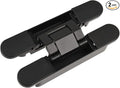 TamBee Hidden Hinges Concealed Door Hinge - Black, Zinc Alloy, Invisible, 3 Way Adjustable for Hidden Door, Bookcase Door and Secret Doors 6 Inch (1 Hinge)