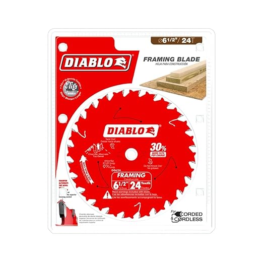 Diablo Track Circular Saw Blade for Laminate - Ideal for Finish Carpenters, Installers and Remodelers - 6-1/2" Diameter, 52-Teeth, 8,800 Max RPM - D0652TSL