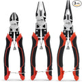 Pliers Set, 3 Pcs, for DIY & Home Use, Multifunctional | 8.3” Needle Nose Pliers, 8.3” Linemans Pliers, 7.5” Diagonal Cutters, Spring Loaded with Safety Lock, Combination Pliers Set