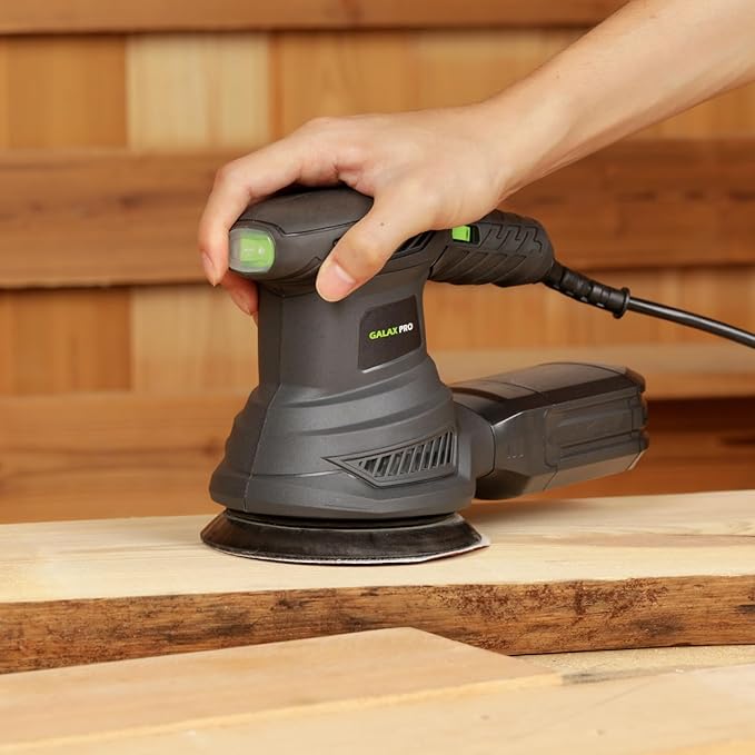 GALAX PRO 2.5A Rotary Orbital Sander, 300W Electric Orbital Sander with 6 Various Speeds 6000-13000RPM,4.9-Inch with 20PCS Sandpapers,1 dust canister,Fit for Woodworking, Sanding, Polishing