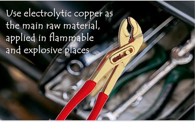 WEDO Non-Sparking Slip Joint Pliers with Rubber Grip Handle 10", Spark-free Safety Slip Joint Pliers, Aluminum Bronze, DIN Standard, BAM & FM Certificate, Size 10 * 32 * 250mm