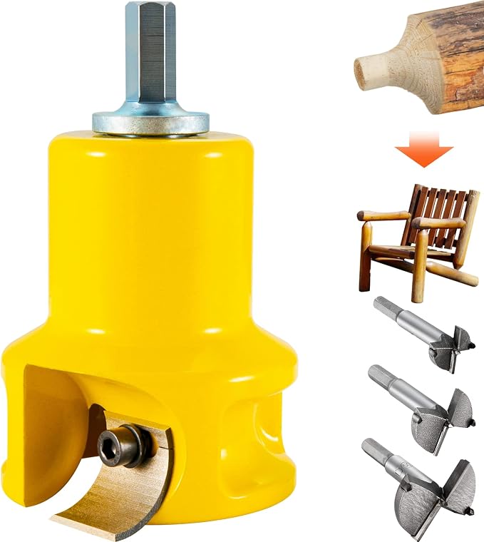 VEVOR Tenon Cutter, 1.5" / 38 mm Diameter, Premium Aluminum & Steel Log Furniture Cutter, with Dual Curved Blades & Button Screws Home Master Kit, Commercial Woodworking Tool for Home Beginner DIY