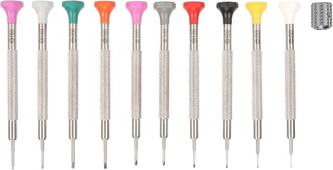 ZJchao Watch Screwdriver Set, 10Pcs Precision Screwdrivers with 8 Slots and 2 Steel Tools, Includes 10 Extra Blades for Watch Repair Jewelry Fixing Eyeglasses Electronics Maintenance